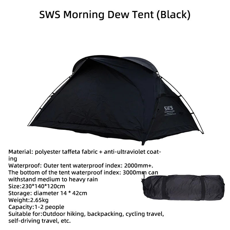 WELLHIKE Outdoor Portable Tent – Perfect for Single and Double Camping Adventures - black image