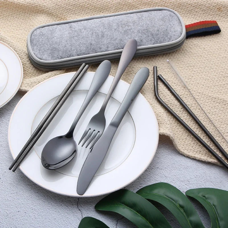 Travel-Friendly Reusable Tableware Set – Portable Stainless Steel Cutlery image 2