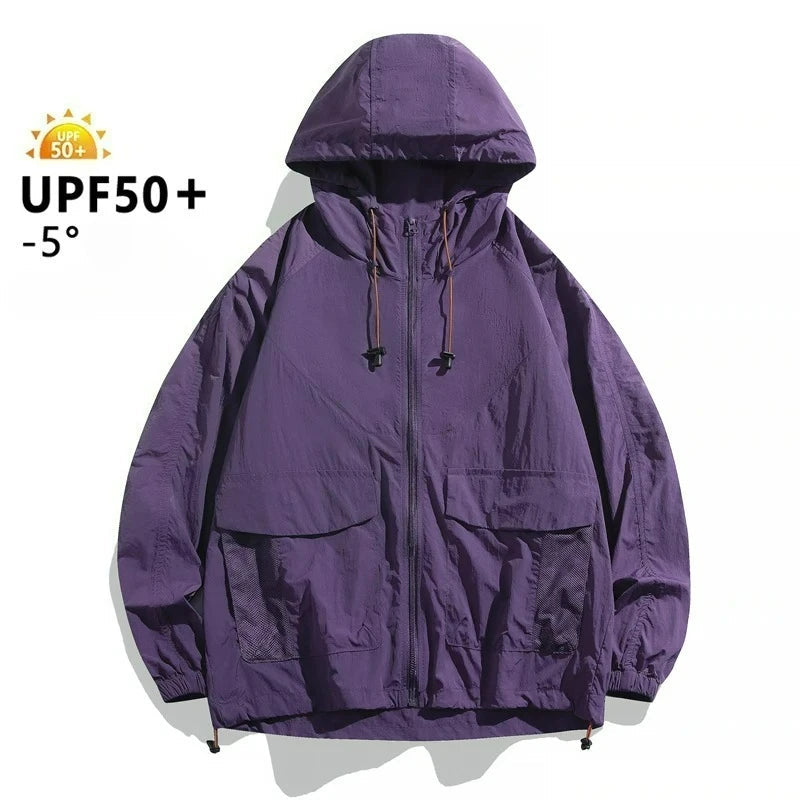 Men’s Thin Summer Waterproof Jacket – Perfect for Outdoor Adventures - JDFS-2350-Purple, (AS) 2XL or (EU) L image