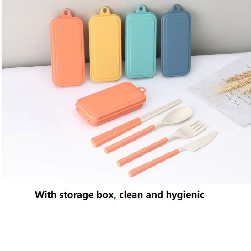 Foldable Wheat Straw Cutlery Set – Eco-friendly Travel Dinnerware image 3