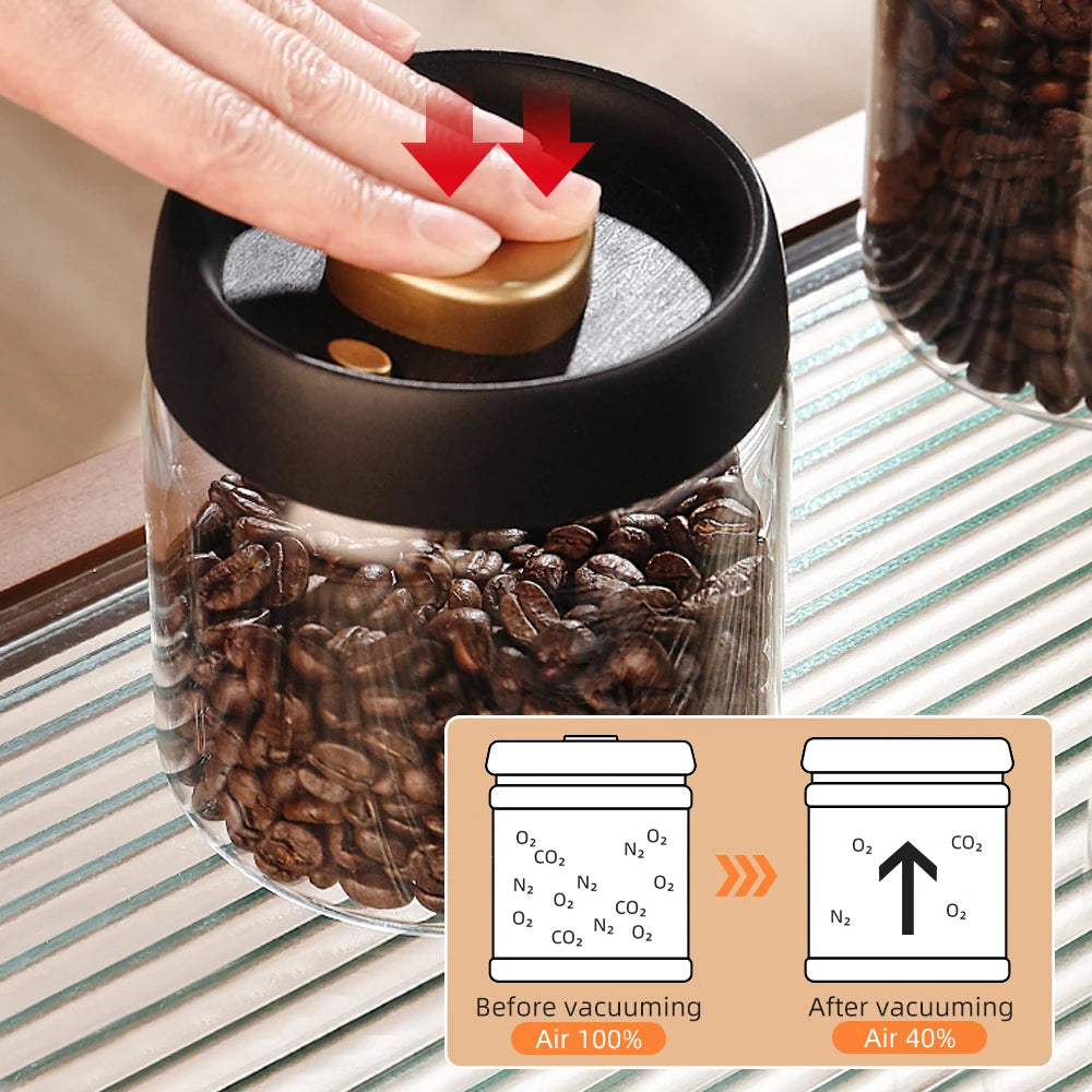 Vacuum Sealed Jar for Fresh Coffee Bean Storage – Kitchen Essential image 2