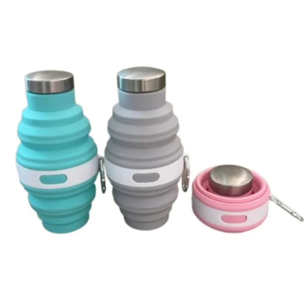 Reusable Collapsible Water Bottles – Silicone Hiking Cups with Carabiner image 2