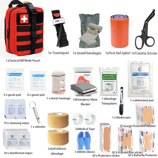 Comprehensive 131pcs Military Medical First Aid Kit for Emergencies image 1