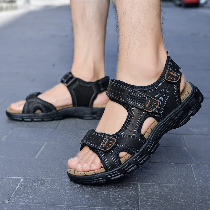 Summer Men's Leather Sandals – Perfect for Beach, Hiking &amp; Outdoor Adventures image 2