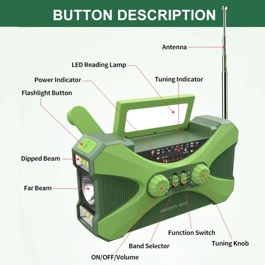Stay Prepared with the Multifunctional 10000mAh Solar Crank Radio image 1