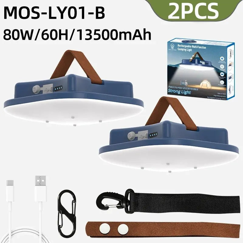 Rechargeable LED Camping Lantern – Versatile Outdoor &amp; Emergency Light - MOS-LY01 Blue 2PCS image