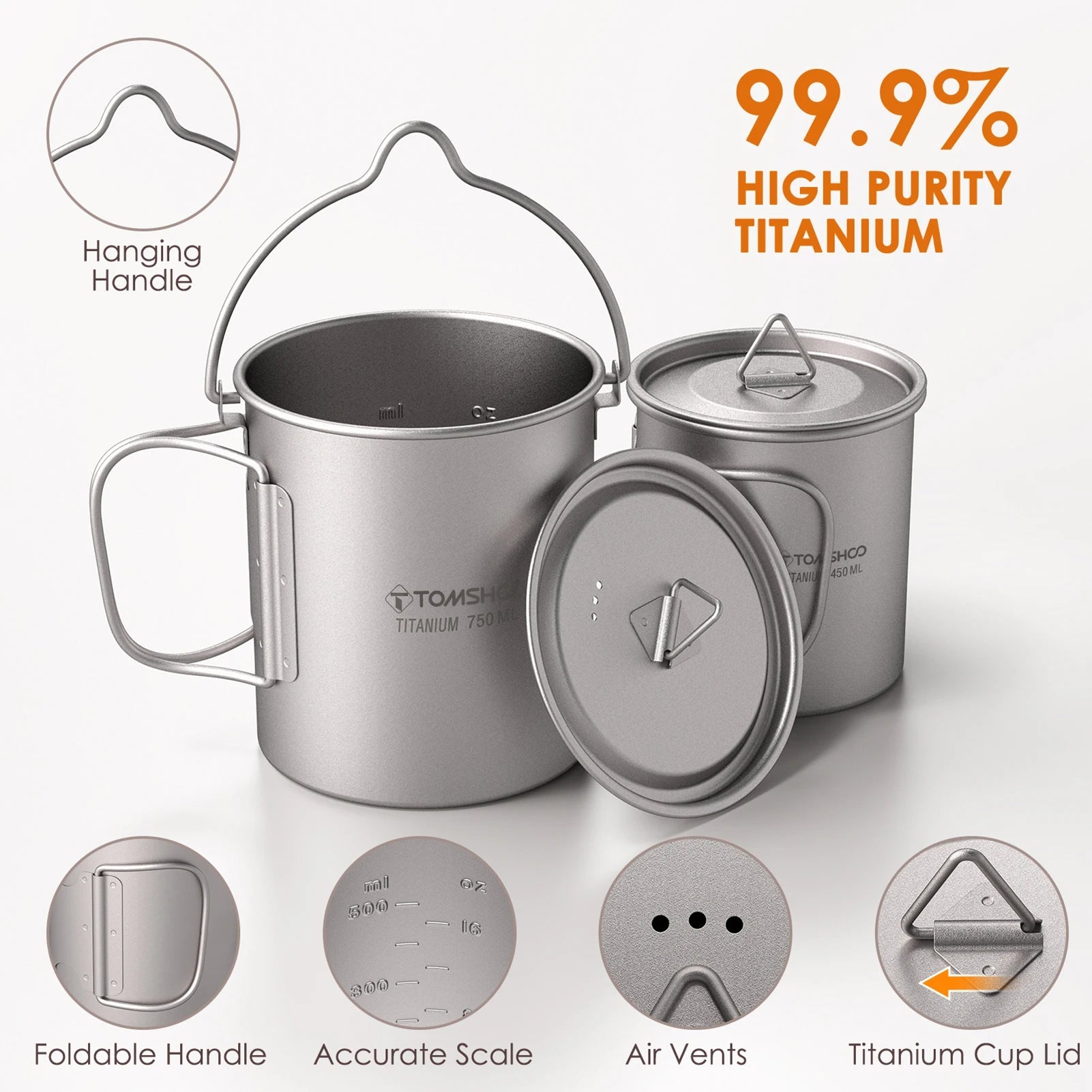 Tomshoo 3 PCS Titanium Cookware Set – Ultralight Camping Essentials image 4