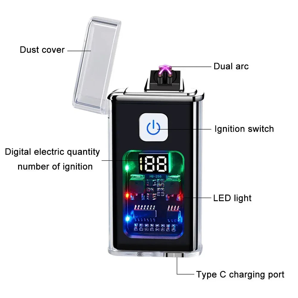 Stylish USB Rechargeable Electric Lighter – Dual ARC Plasma for Outdoor Use image 5