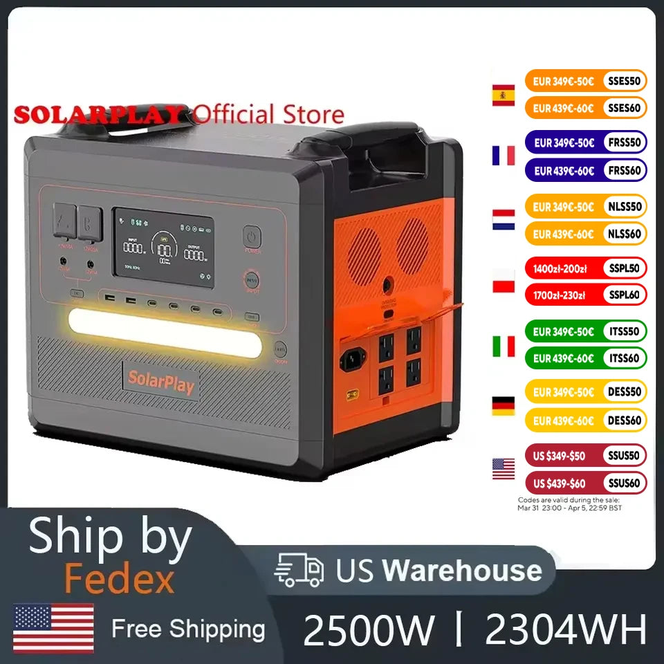 SOLARPLAY Portable Power Station – 2500W/2300Wh Solar Generator image 0