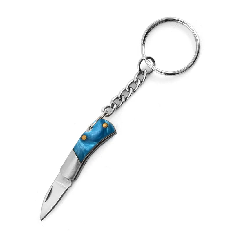 Stainless Steel Mini Mountain Axe – Compact Outdoor Camping Knife - Blue Acrylic image