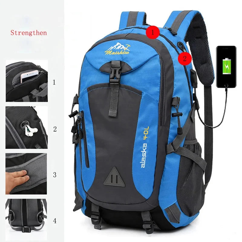 Anti-theft Waterproof Mountaineering Backpack for Outdoor Adventures - Strengthen---Blue image