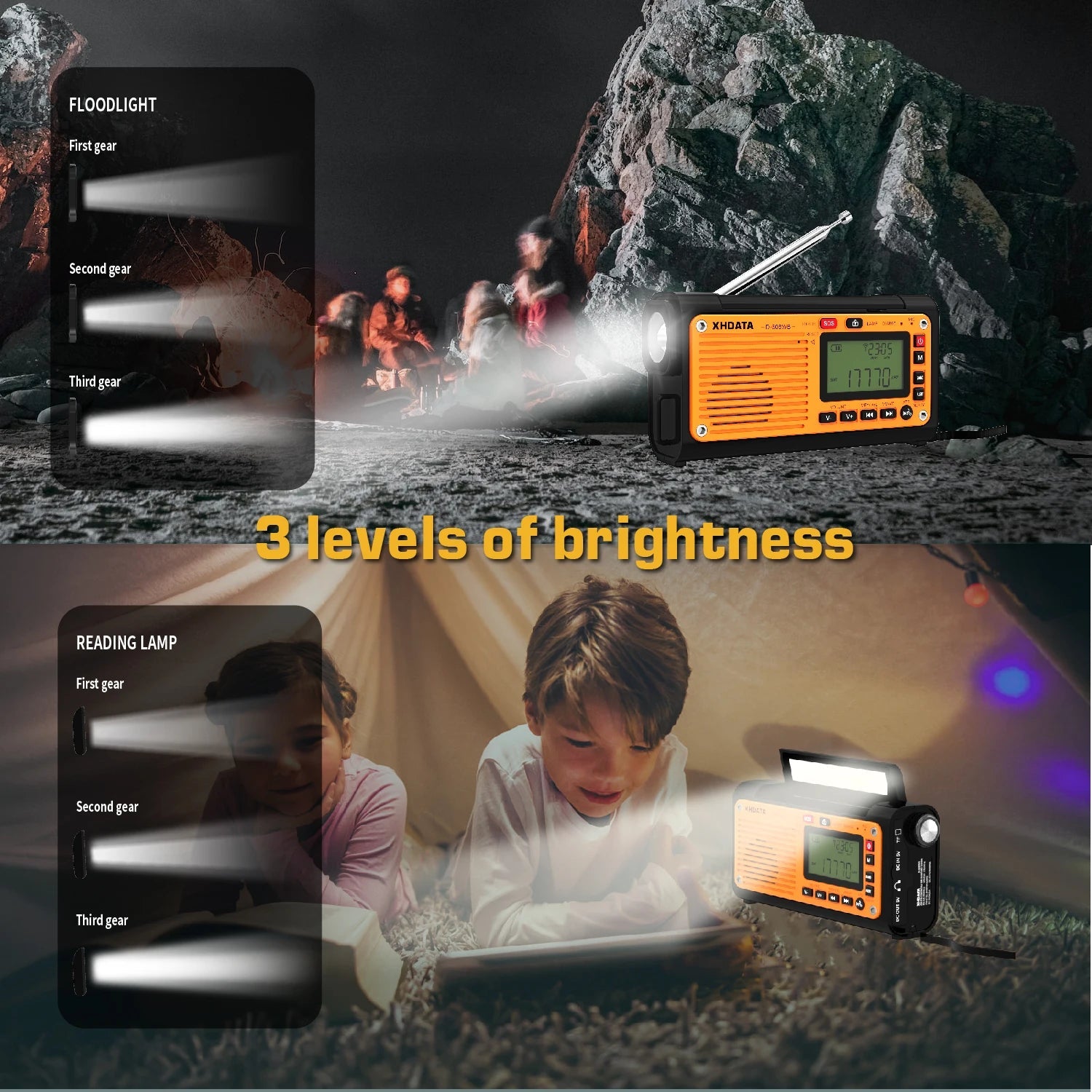 XHDATA D-608WB Emergency Crank Weather Radio – Portable Radio with Charger &amp; Bluetooth image 4