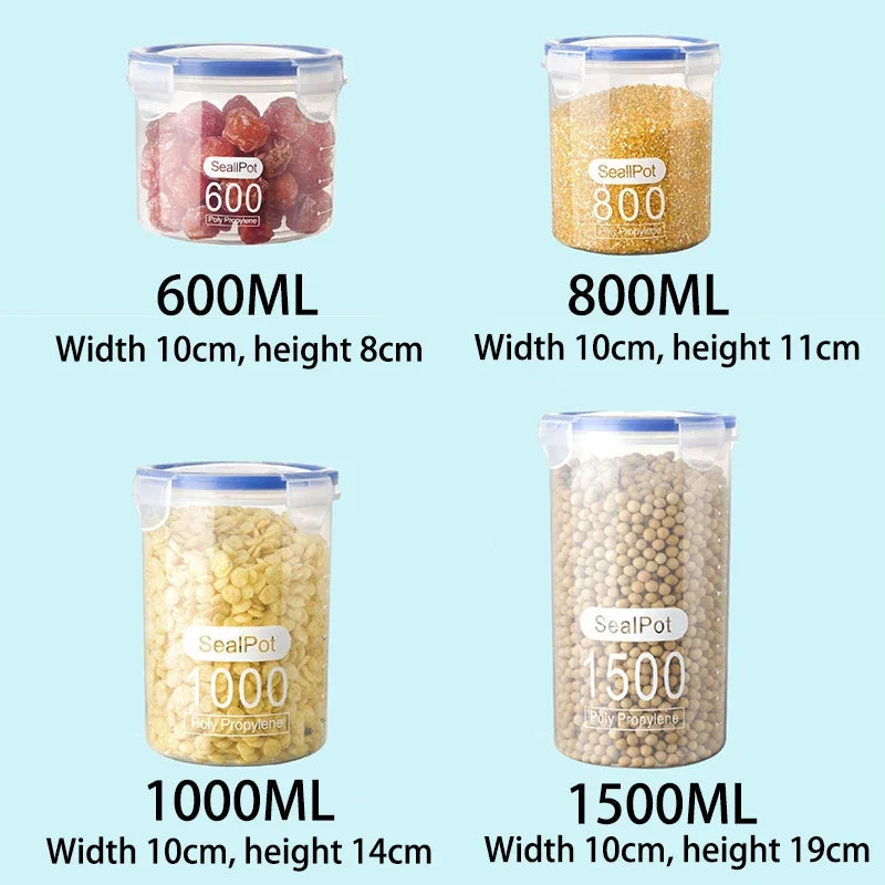 4Pcs Sealed Storage Box Set – Transparent Kitchen Food Organizers image