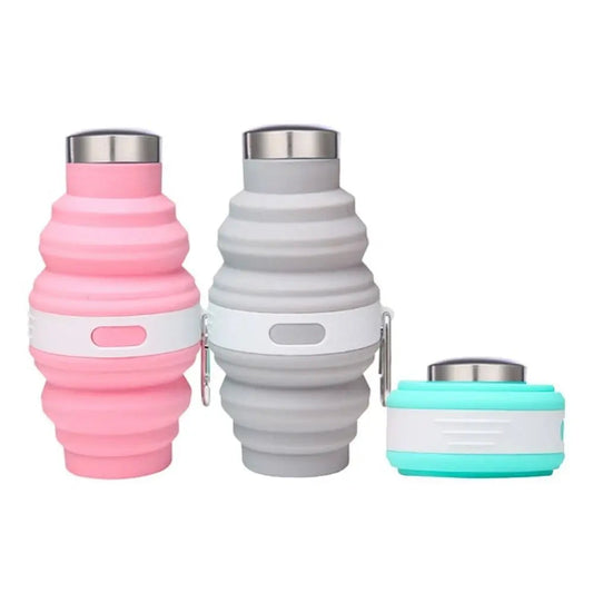 Reusable Collapsible Water Bottles – Silicone Hiking Cups with Carabiner image 1