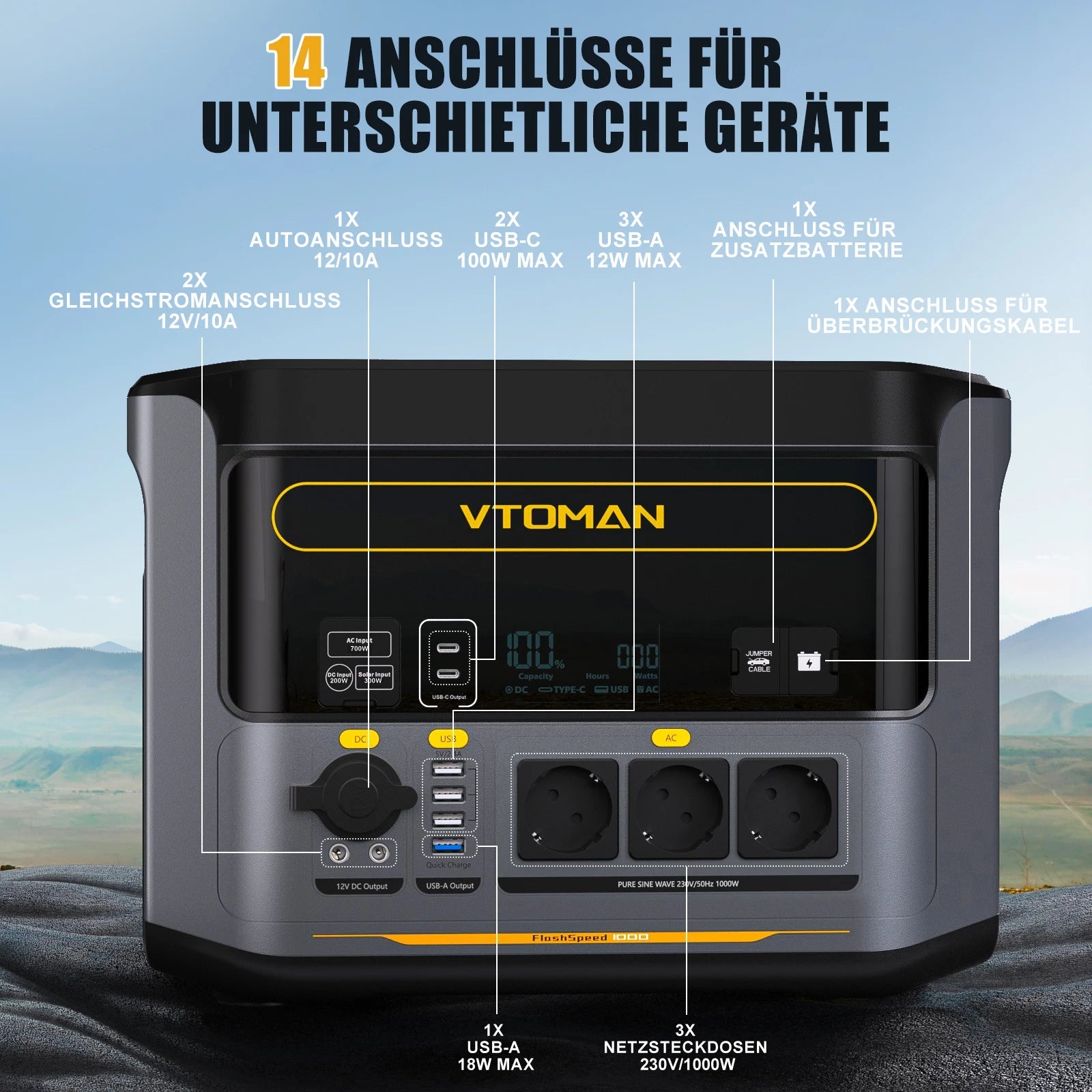 VTOMAN FlashSpeed 1000 Portable Power Station – Power Your Adventures image 5