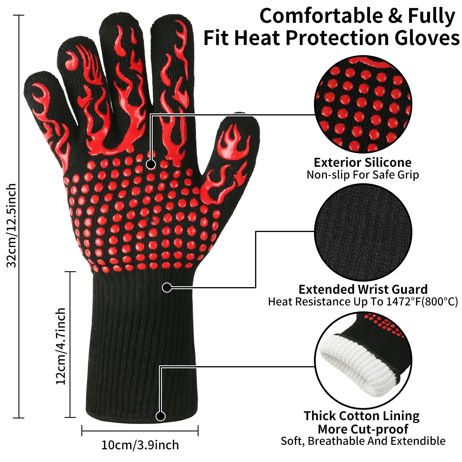 Flame Retardant Non-slip BBQ Fire Gloves – Ultimate Heat Protection image 2