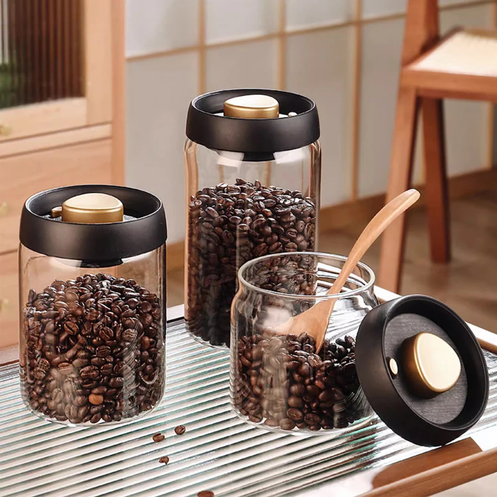 Vacuum Sealed Jar for Fresh Coffee Bean Storage – Kitchen Essential image 0