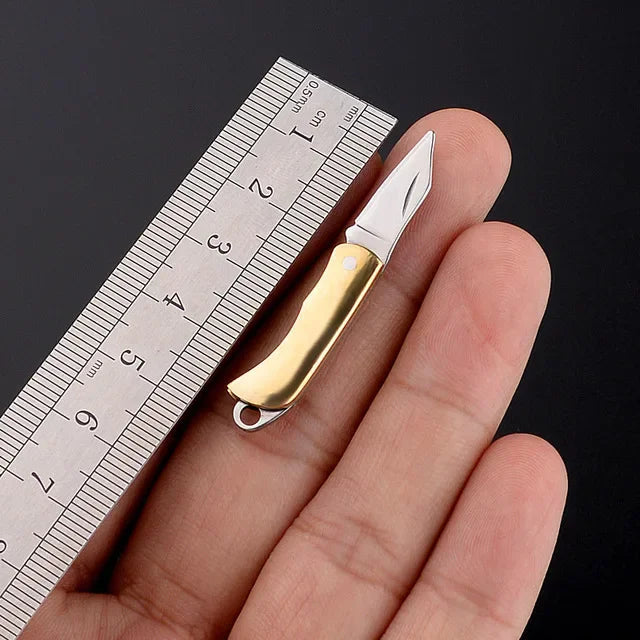 Stainless Steel Mini Mountain Axe – Compact Outdoor Camping Knife - Brass-A image