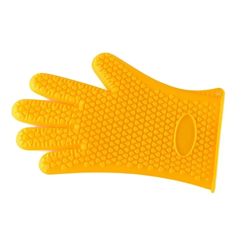 BBQ Silicone Grilling Gloves – Heat Resistant Cooking and Baking Mitts - yellow image