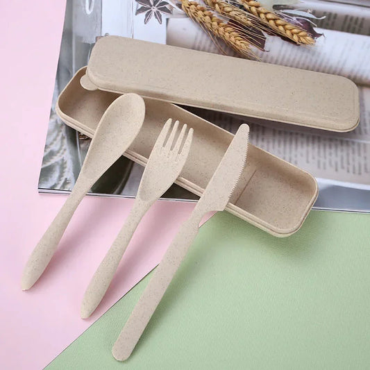 Colorful Wheat Straw Cutlery Set – Eco-Friendly Tableware for Every Occasion image 1