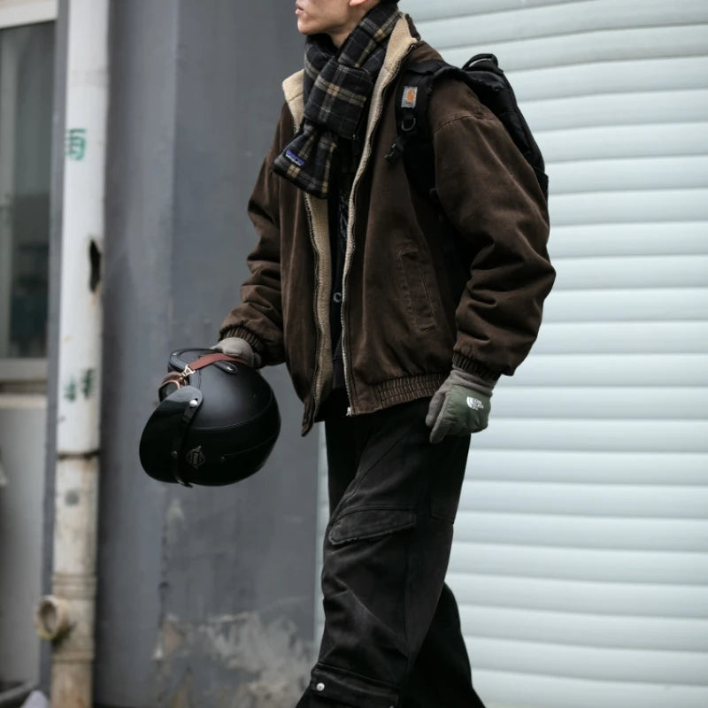 Japanese Vintage Polar Fleece Jacket – High-Quality Winter Streetwear image 4