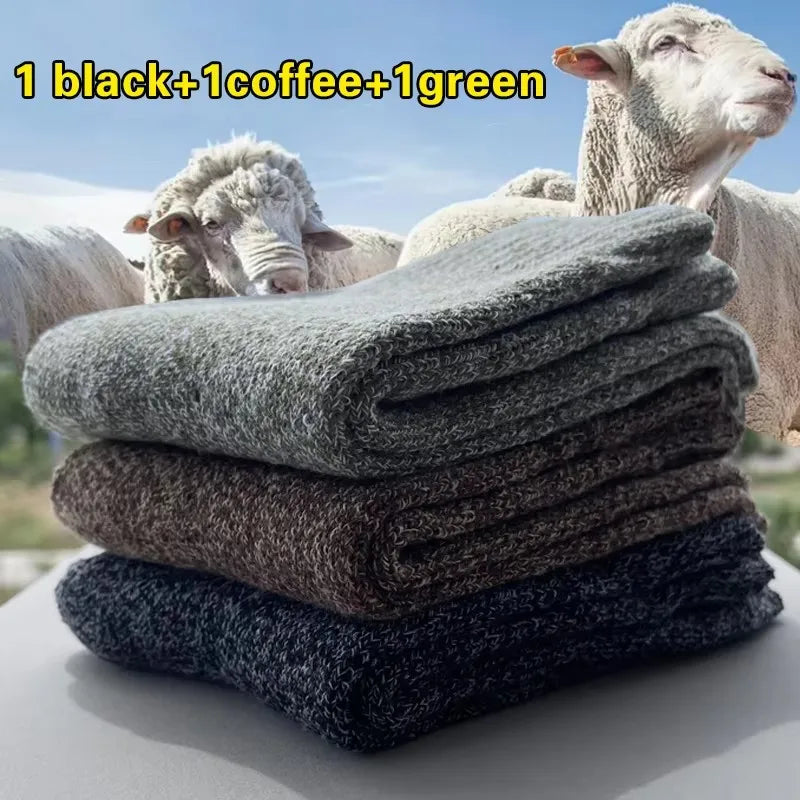 Cozy Comfort: Thick Woolen Socks for Men – Perfect for Autumn &amp; Winter - 3 Pairs KZ049-7 image