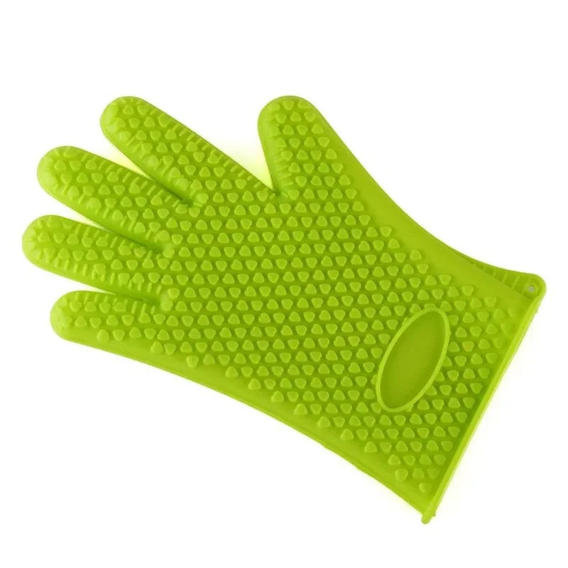 BBQ Silicone Grilling Gloves – Heat Resistant Cooking and Baking Mitts - green image