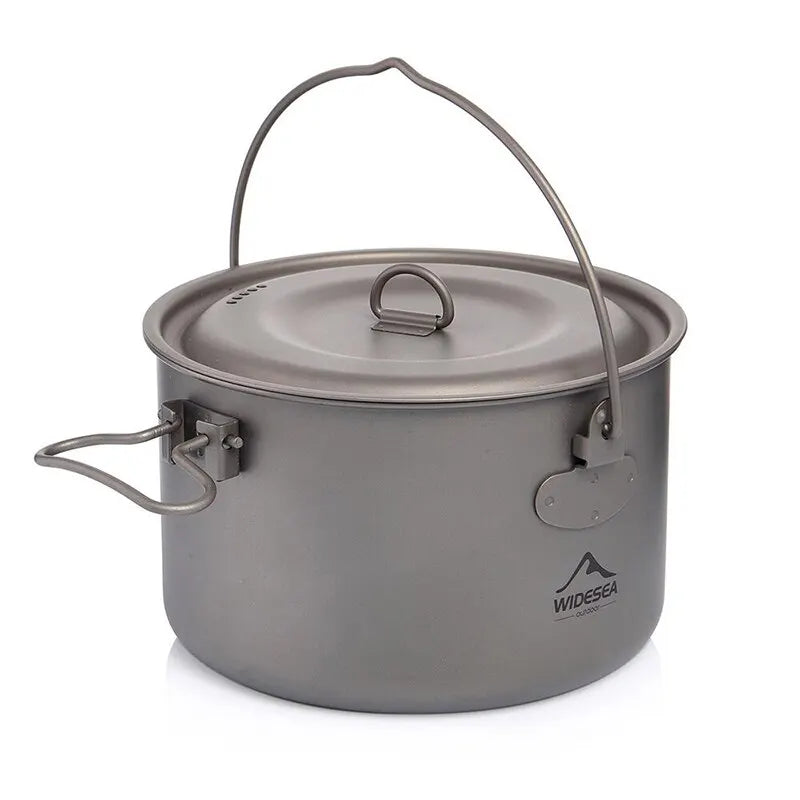 Widesea Camping Tableware Titanium Cookware Set – Ultimate Outdoor Cooking Companion - 1300ML Titanium pot image