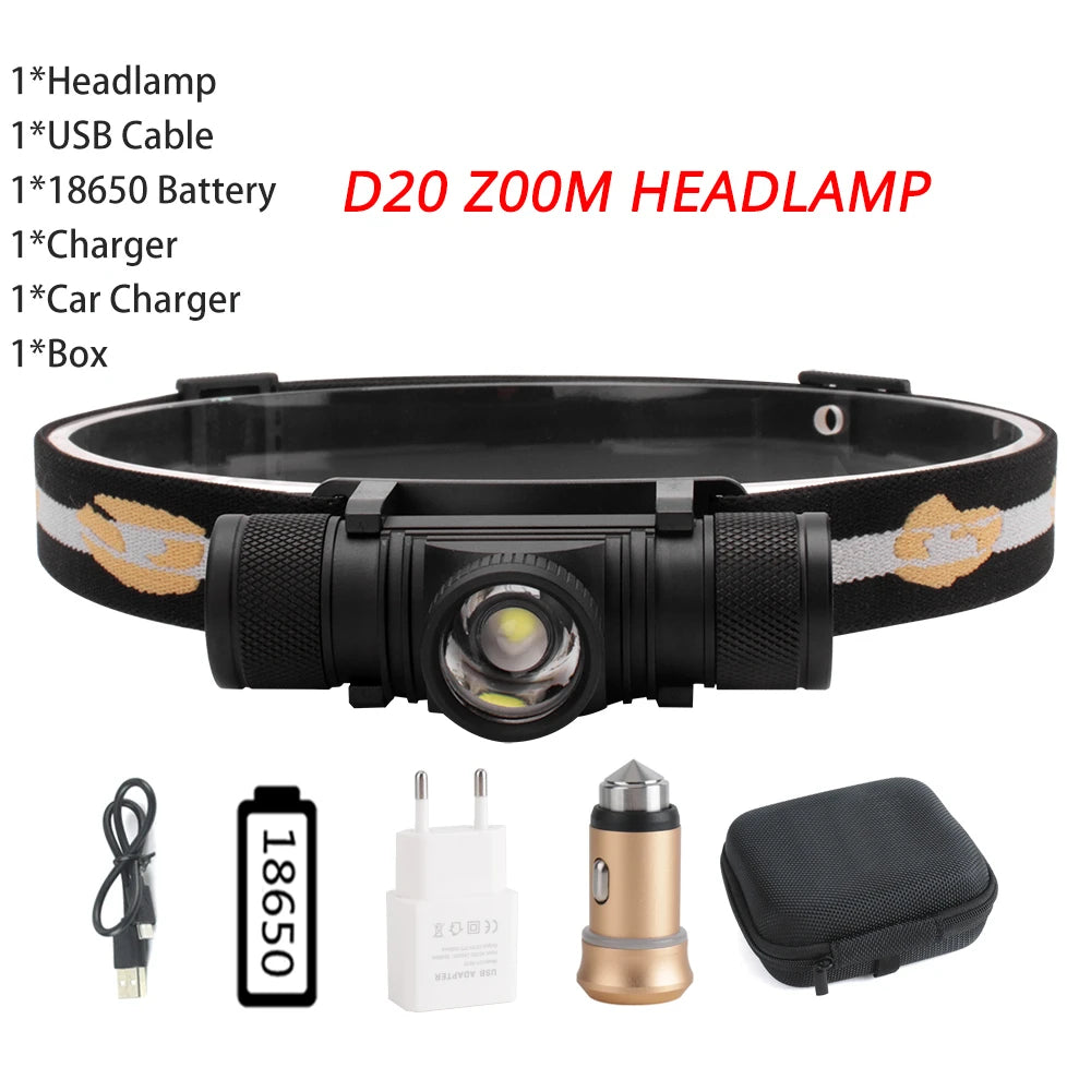BORUiT D10/D25 LED Headlamp – Rechargeable Flashlight for Outdoor Adventures image