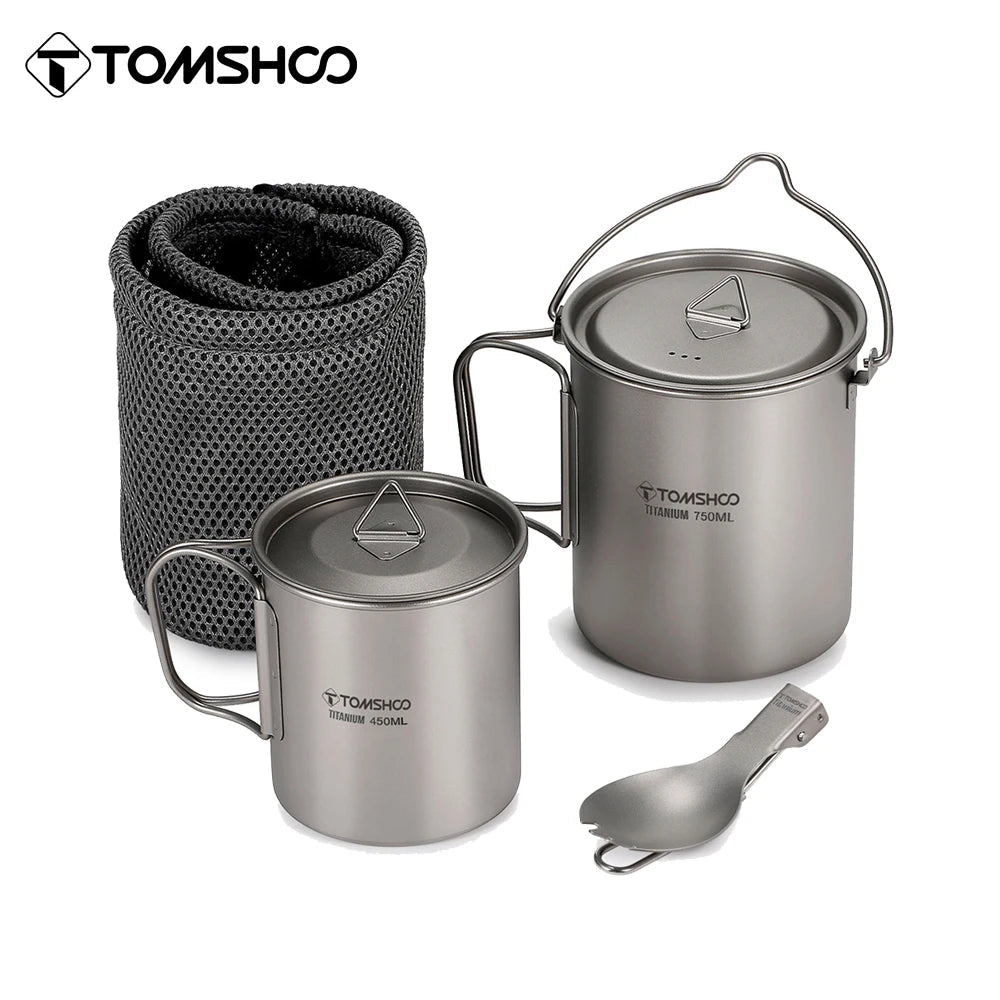 Tomshoo 3 PCS Titanium Cookware Set – Ultralight Camping Essentials image 0