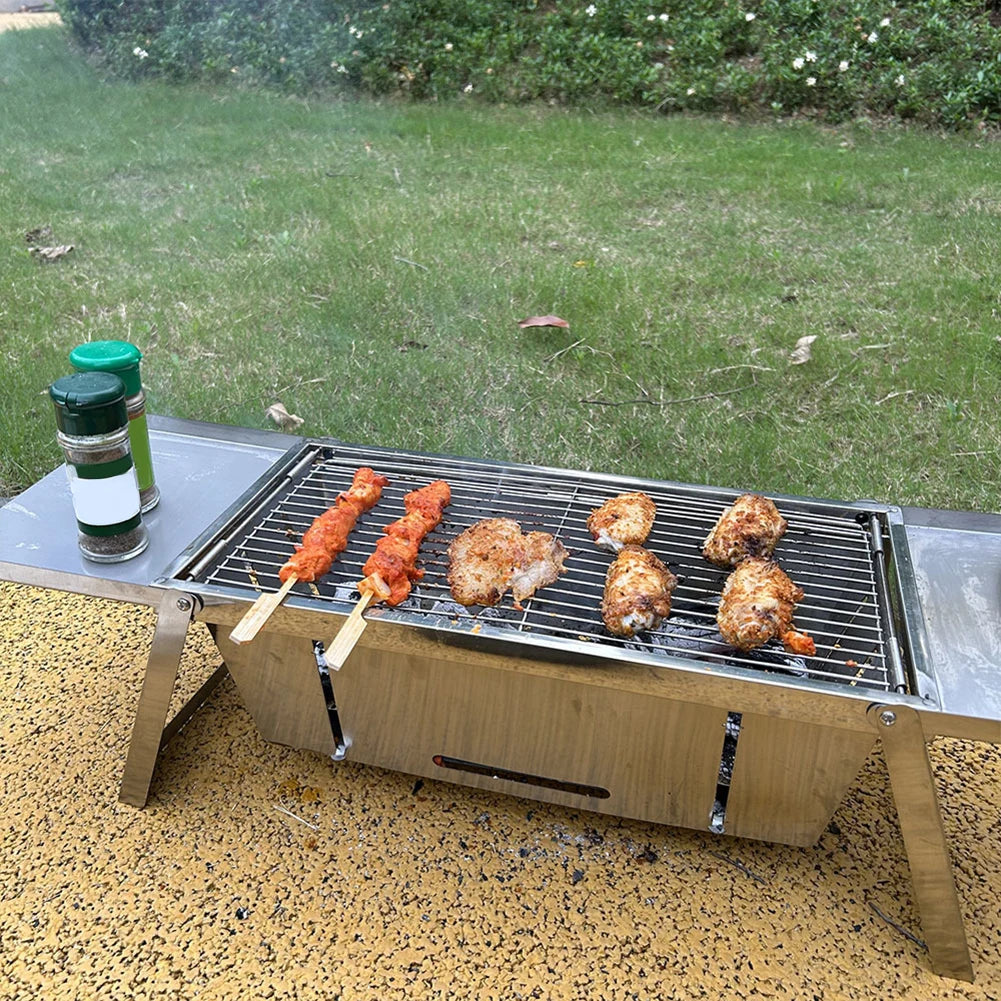 Stainless Steel Folding Barbecue Grill – Portable &amp; Smokeless Outdoor Cooking image 5