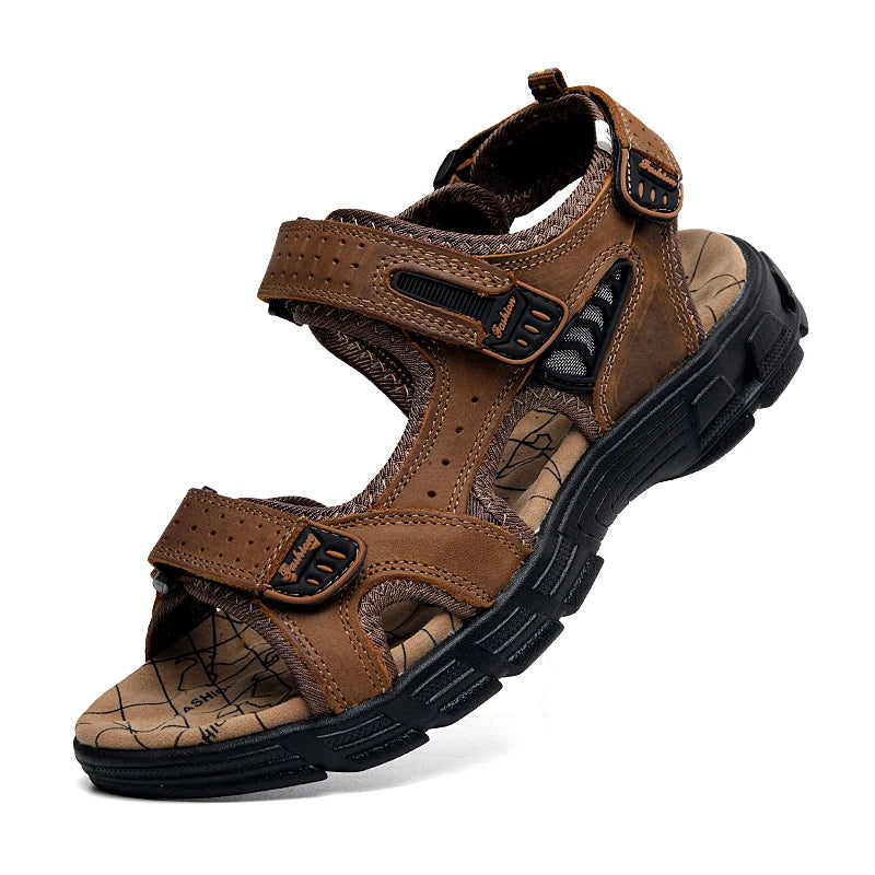 Summer Men's Leather Sandals – Perfect for Beach, Hiking &amp; Outdoor Adventures image