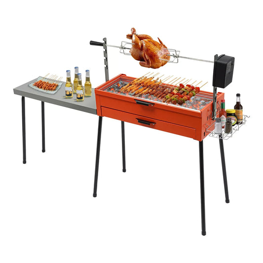 Versatile BBQ Grill with Detachable Side Table for Outdoor Cooking image 0