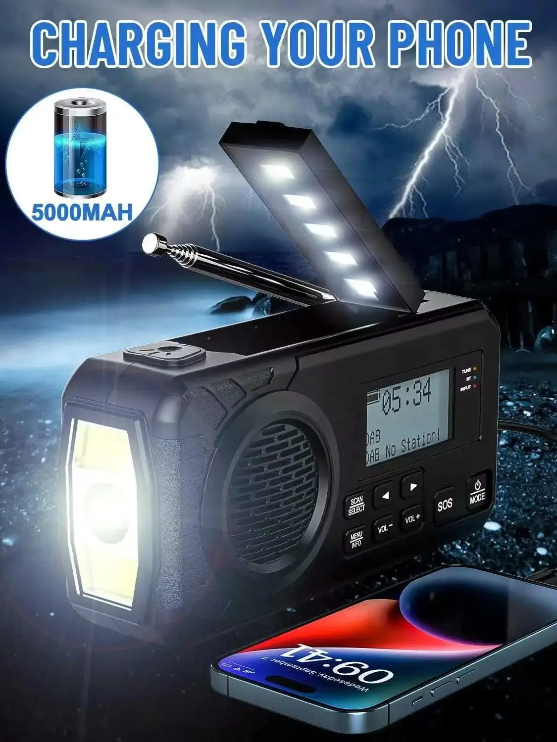 Versatile DAB/DAB+/FM Digital Radio with Solar and Hand Crank Recharge image 0