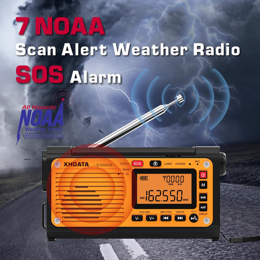 XHDATA D-608WB Emergency Crank Weather Radio – Portable Radio with Charger &amp; Bluetooth image 0