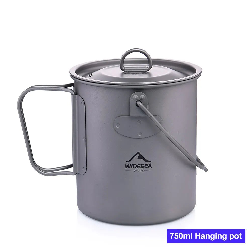 Widesea Camping Tableware Titanium Cookware Set – Ultimate Outdoor Cooking Companion - 750ML Titanium pot image