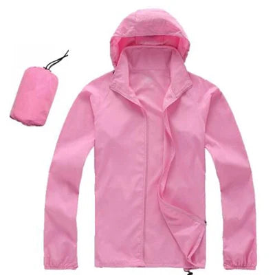 DIMUSI Men's &amp; Women's Quick Dry UV Protection Windbreaker Jacket - Pink, XXXL image