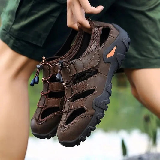 New Summer Men's Sandals – Genuine Leather, Antiskid, Breathable Outdoor Footwear image 1