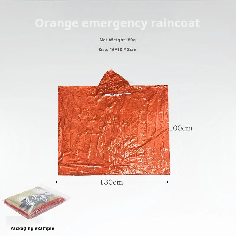 Emergency Rain Poncho Thermal Blanket – Essential Survival Gear - orange image