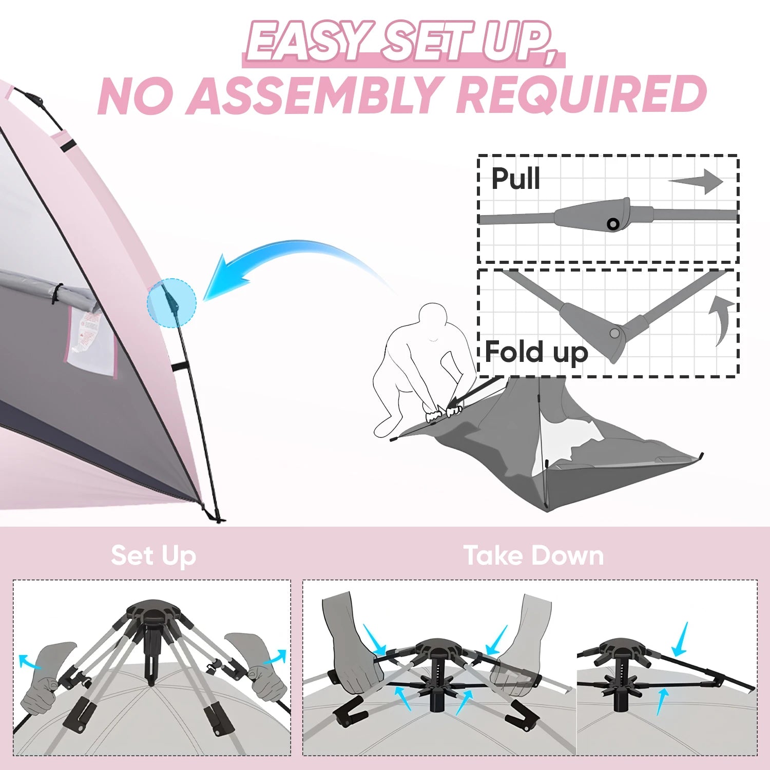 Beach Tent Sun Shelter – Portable Shade Canopy for Family Fun image 4