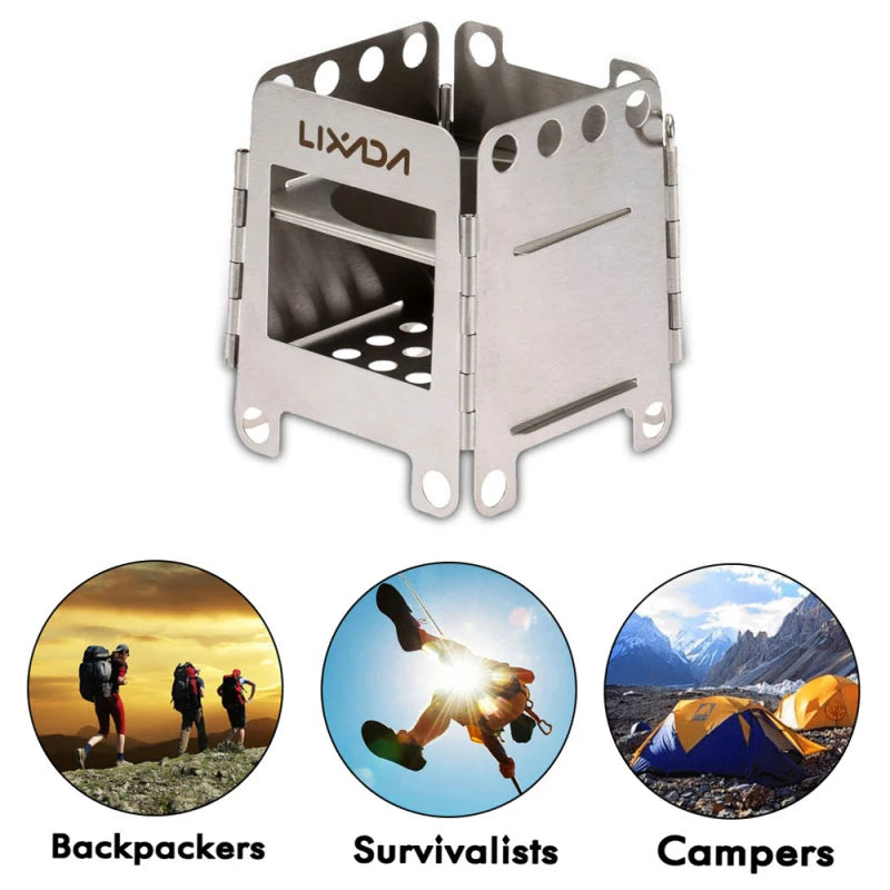 Portable Stainless Steel Lightweight Folding Wood Stove for Outdoor Adventures image 2