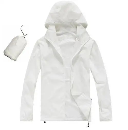 DIMUSI Men's &amp; Women's Quick Dry UV Protection Windbreaker Jacket - White, S image