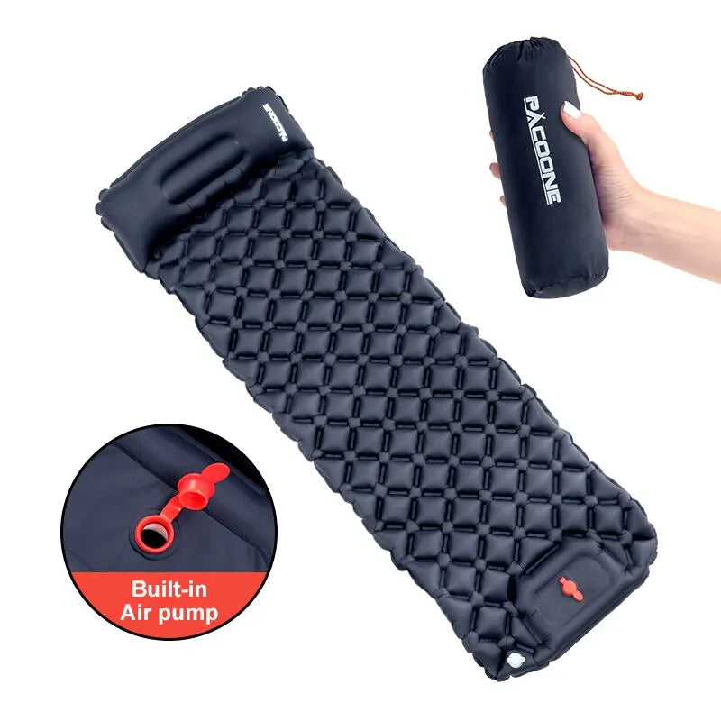 Outdoor Camping Inflatable Mattress – Ultralight Air Mat with Built-In Pump image 0