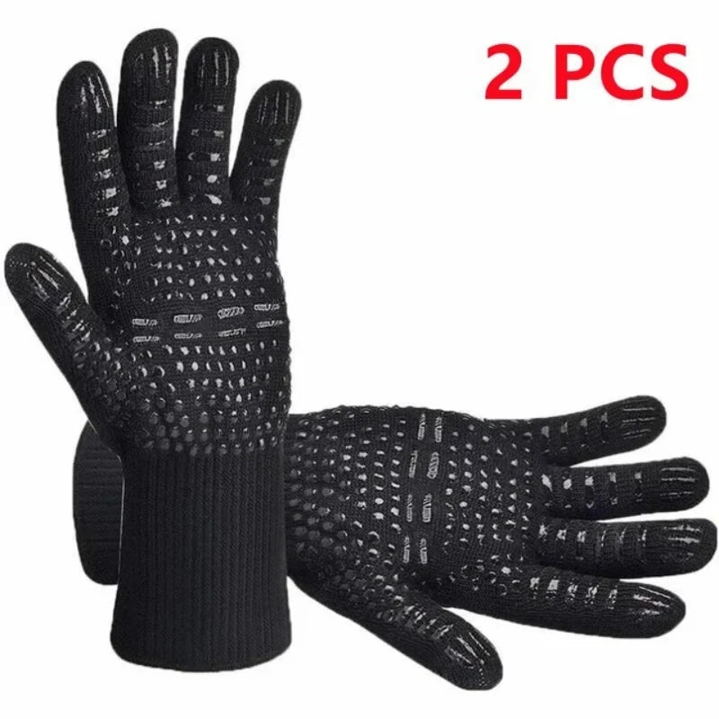 1472°F Heat Resistant Oven Mitts – Silicone BBQ &amp; Grilling Gloves - Black 2PCS image