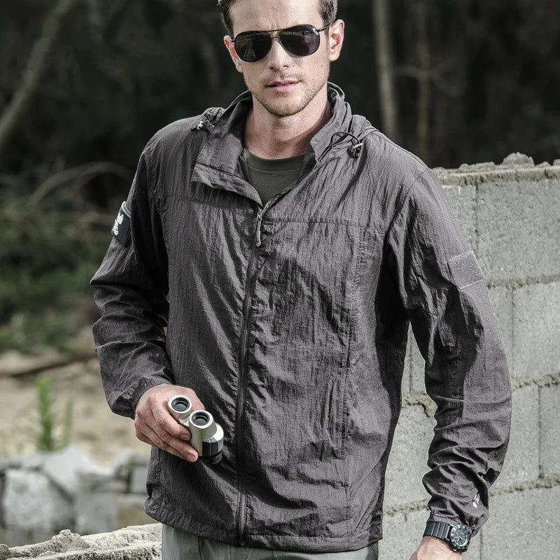 Summer Lightweight Tactical Jacket – Men's Quick Dry Windbreaker - Gray, XL image