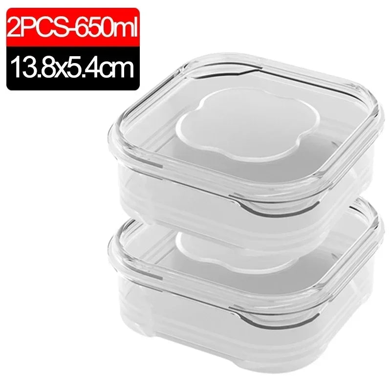1/10PC Small Food Preservation Boxes – Transparent Kitchen Storage Solution - 2PCS-650ml image