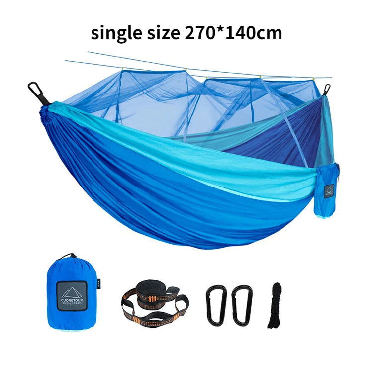 Portable Nylon Camping Hammock with Mosquito Net – Single &amp; Double Size image 15