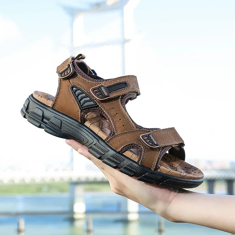 2024 New Genuine Leather Men's Sandals – Durable Summer Outdoor Footwear image 0