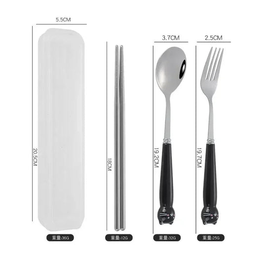 Portable Cartoon Tableware Set for Kids – Fun &amp; Durable Utensils with Case image 7