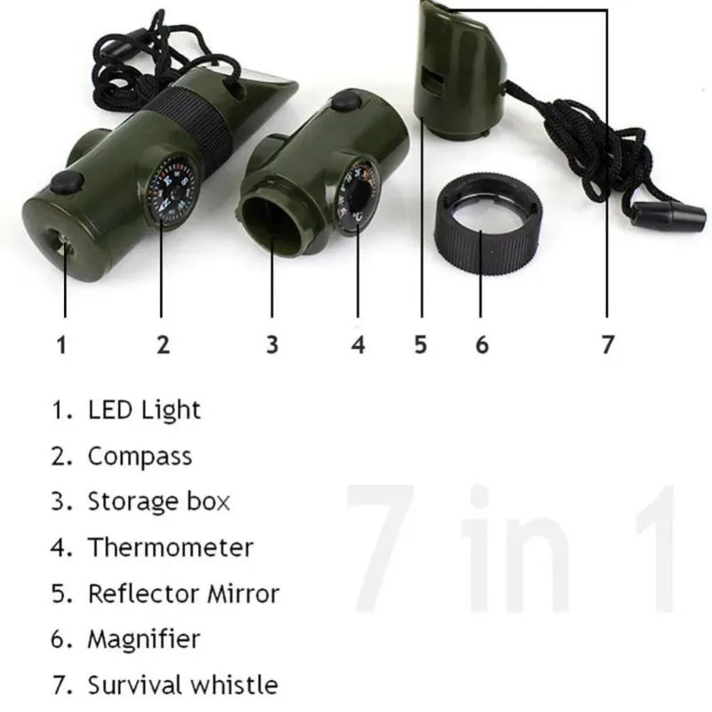Jungle Survival Multi-Tool – Whistle, Compass, Mirror &amp; More for Adventurers image 1